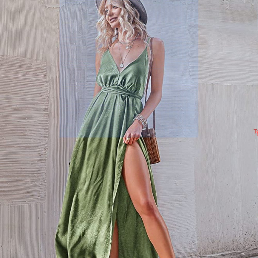 BerryGo Women's Deep V Neck Backless Maxi Party Dress